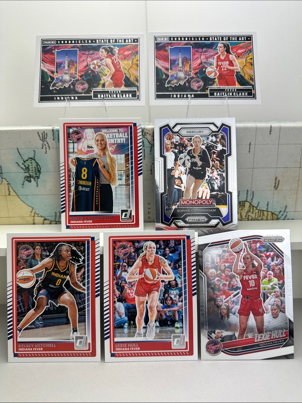Caitlin Clark w/ Sophie Cunningham/Lexie Hull + Mitchell Indiana Fever lot of 7